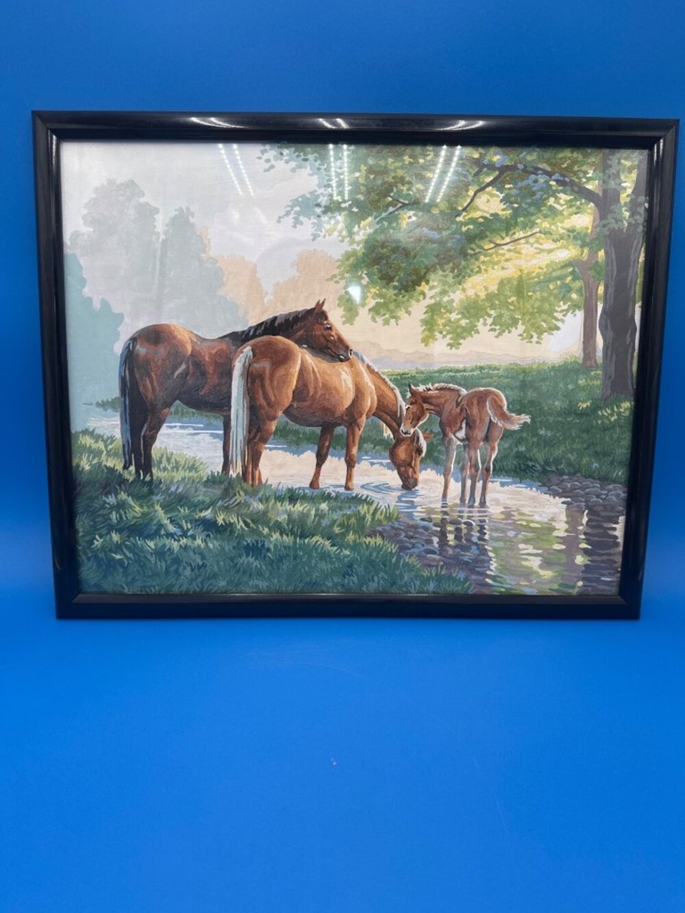 Vintage Paint By Numbers Horse Landscape Painting Equestrian MCM